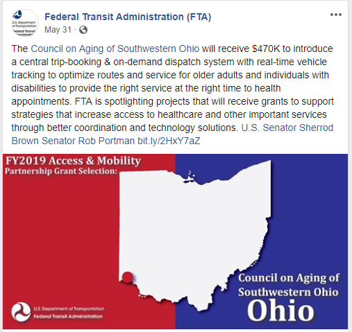 Federal Transit Administration Facebook post