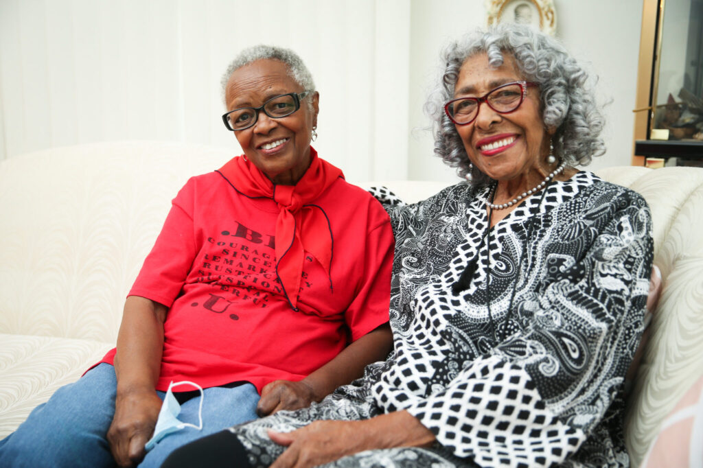 Senior women smiling