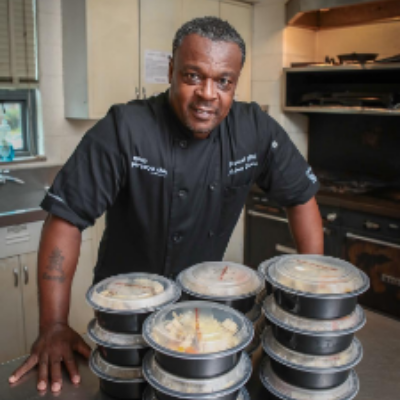 Chef Anthony with meal prepped food