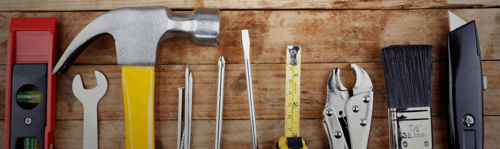 Tools laid out on a work bench