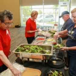 Congregate meal with workers and guests