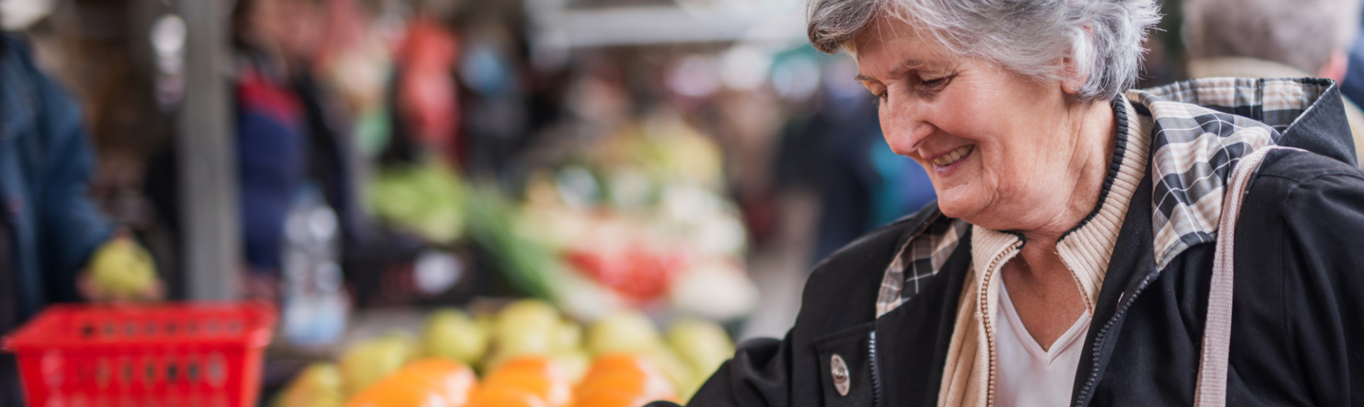 Senior woman shopping around farmers market