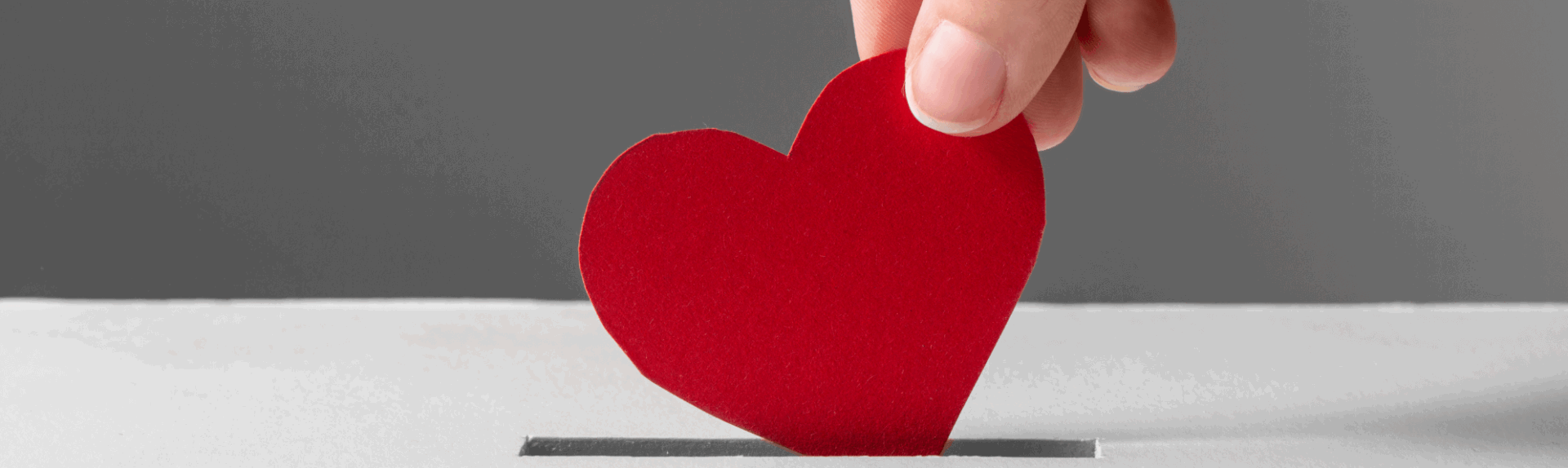 Hand holding felt heart