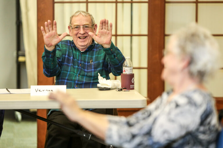 Senior man and woman at wellness program