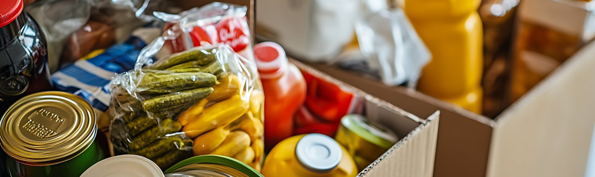 boxes filled with a variety of food