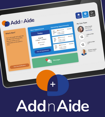 Image of a tablet and AddnAide logo